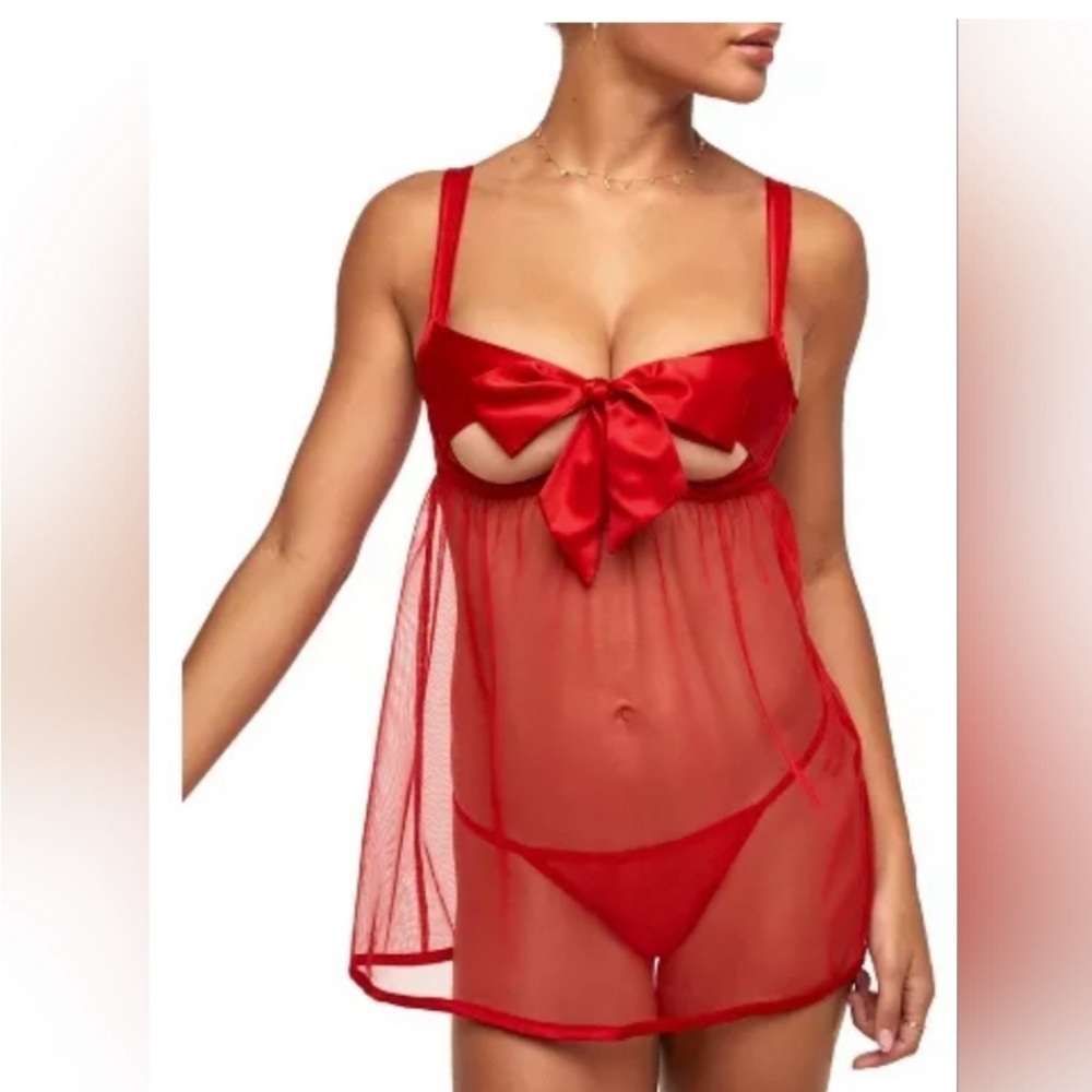 Adore Me Women's Besima Babydoll Lingerie Set True Red Women's 3X NWT